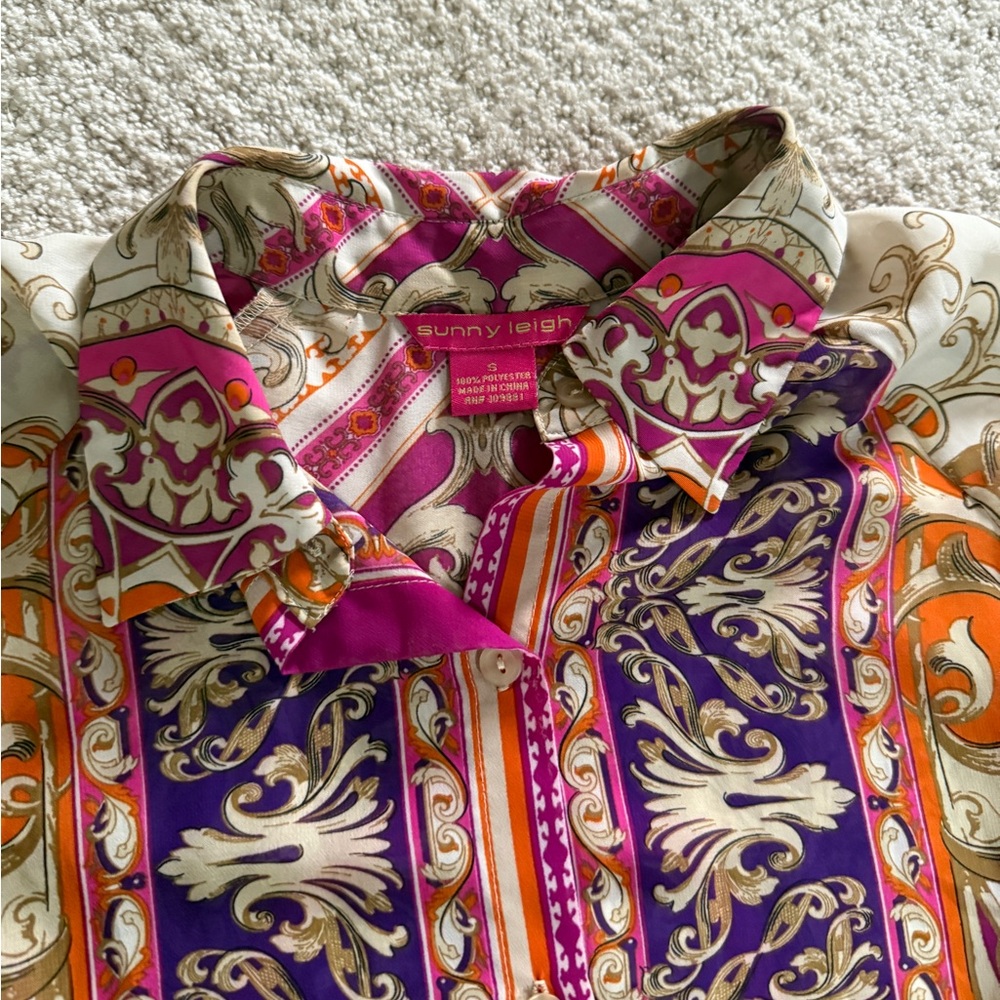 Elegant Multicolor Patterned Blouse From Sunny Le… - image 3